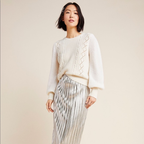 Anthropologie Elizabeth Pointelle Wool Sweater - Picture 3 of 7